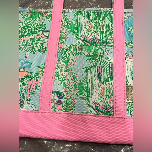 Lilly Pulitzer Mercato Canvas Cotton Tote Bag - Multi Lilly Loves Palm Beach - Picture 9 of 16